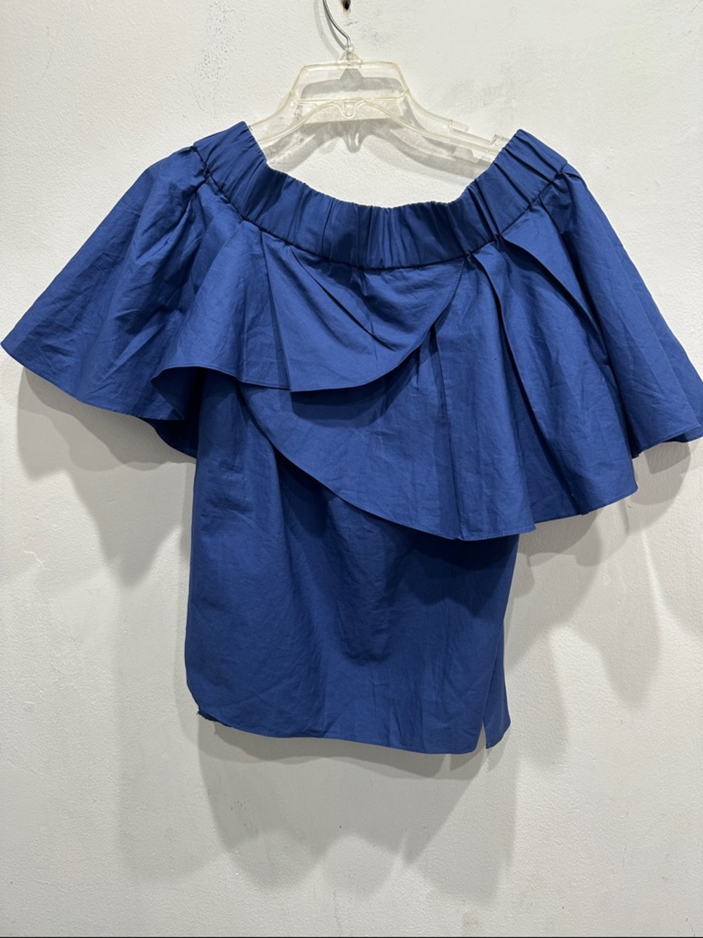Minnoji royal blue off shoulder ruffle blouse top NWT medium coquette girl